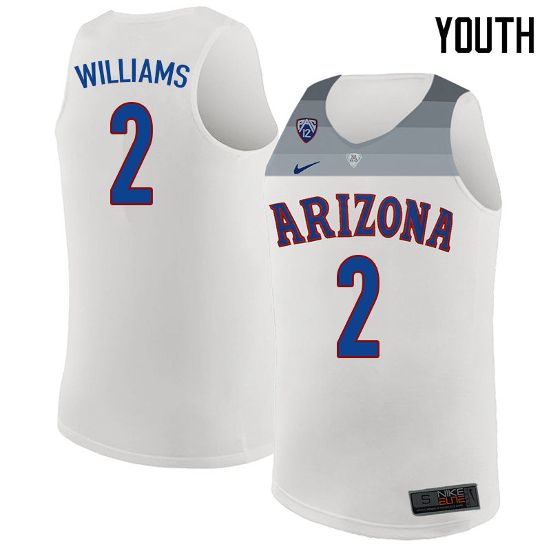 2018 Youth #2 Brandon Williams Arizona Wildcats College Basketball Jerseys Sale-White